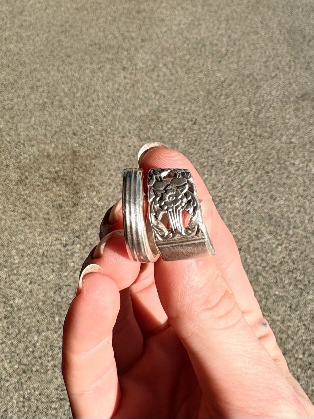 Sterling Silver Spiral Spoon Ring - Silver